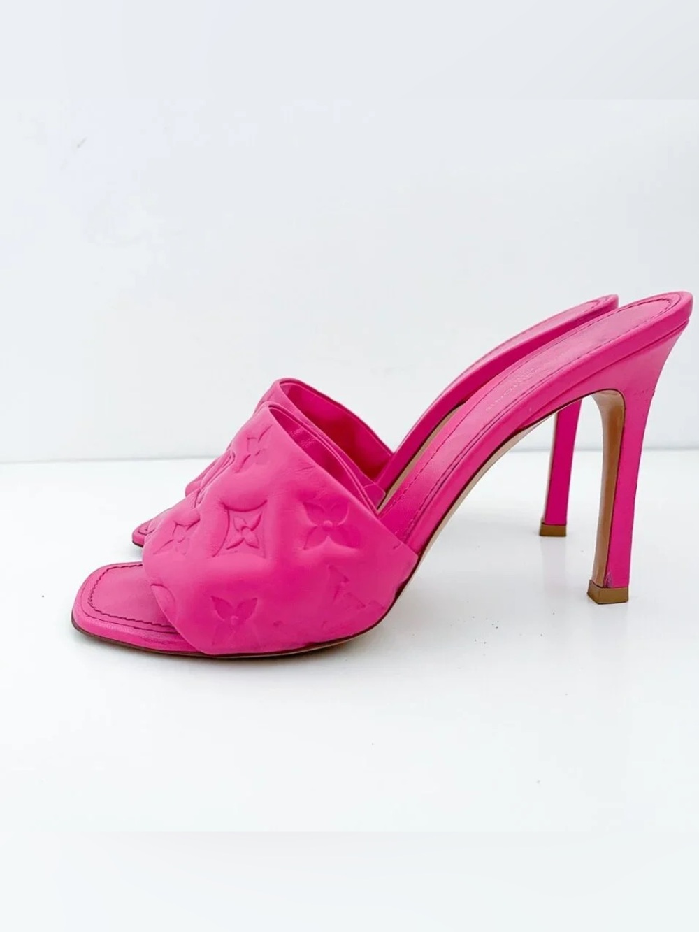 Louis Vuitton Revival mule Pink Embossed Leather High Heel Sandal EU 41 US 10